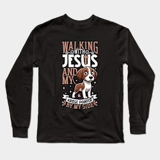 Jesus and dog - Ariège Pointing Dog Long Sleeve T-Shirt